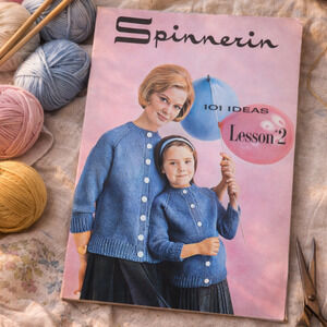 Vintage 1962 Spinnerin Knitting Pattern Book Lesson 2 | Retro Mid Century Craft